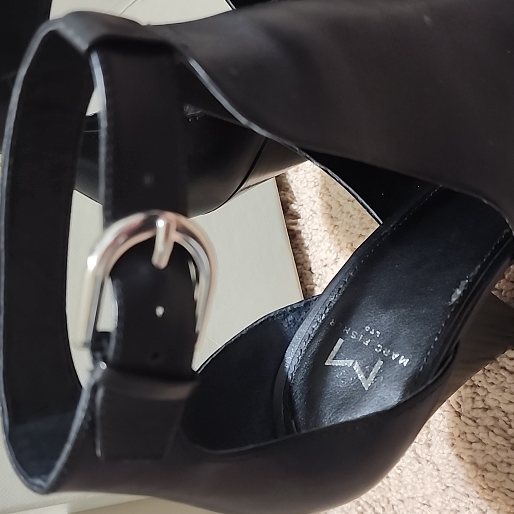 Women's Black Peep Toe Heels 9M - Picture 2 of 10